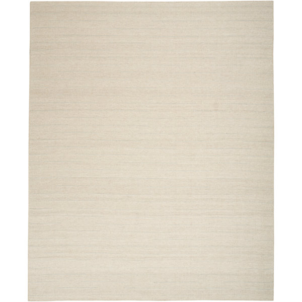 Hokku Designs Anerinda Solid Hand Loomed Wool/Cotton Area Rug in Beige